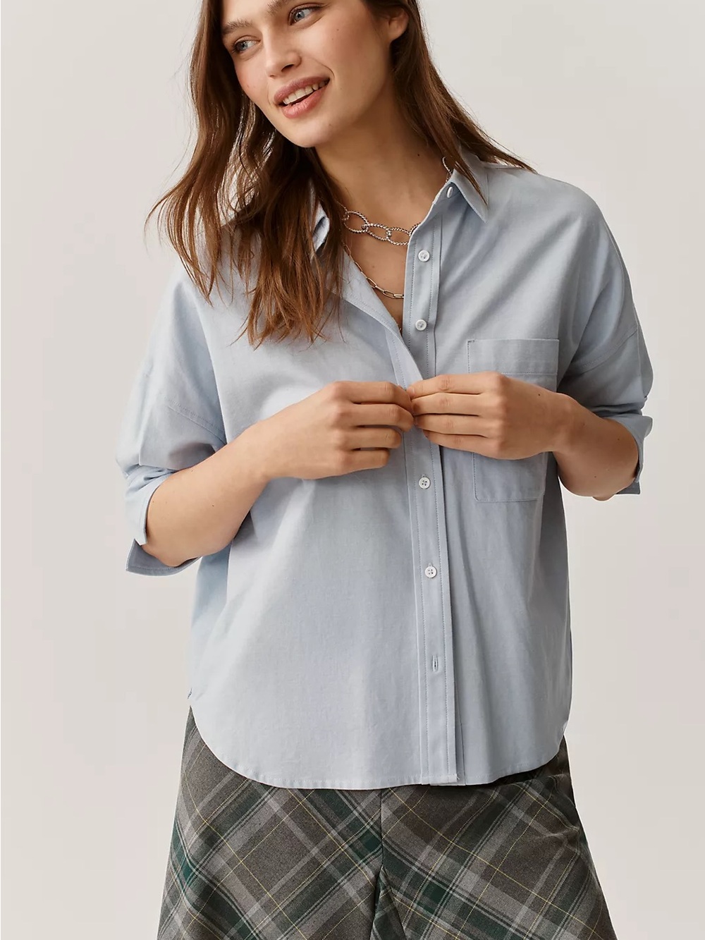 Maeve By Anthropologie Mable Boxy Oxford shirt Women’s Large Blue
